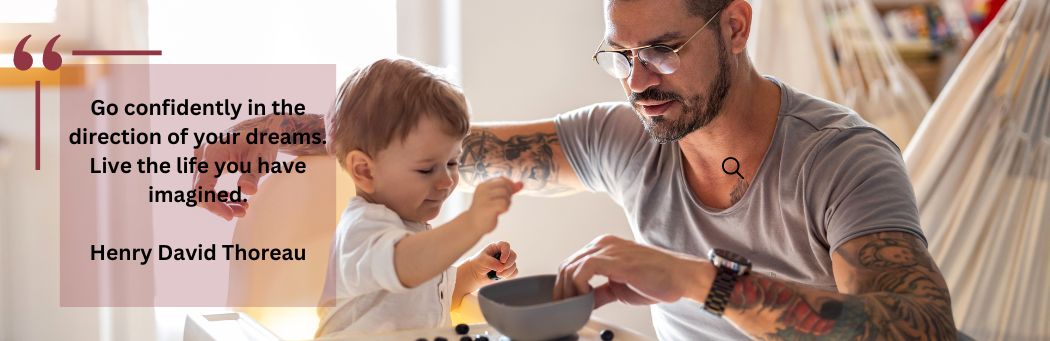 Father with adopted son enjoying a snack, Adoption Home Studies of Colorado